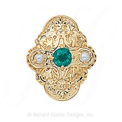 GS341 E/PL - 14 Karat Gold Slide with Emerald center and Pearl accents 